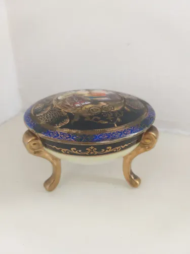 Antiguidade Porta Jóias Antigo de Porcelana Japonesa
