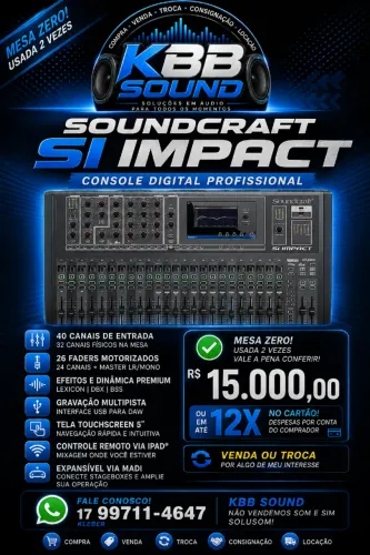 Mesa de som digital soundcraft si impact
