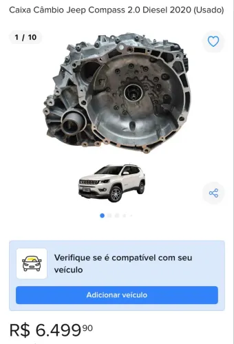 CAIXA CÂMBIO JEEP COMPASS 2.0 DIESEL 2020