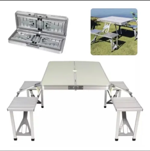 Mesa Camping Dobrável Deluxe C/banquetas Alumínio Kala