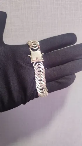 Pulseira Elo Triplo 14mm Prata Mista Nova de Loja