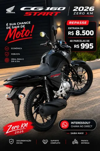 CG 160 START 2026 ? ZERO KM!<br>Repasse pronta entrega