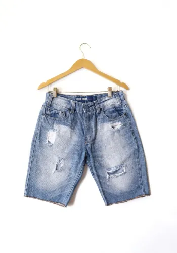 Short Jeans Feminino Destroyed Lavagem Clara, Tamanho 38, Conservadíssimo