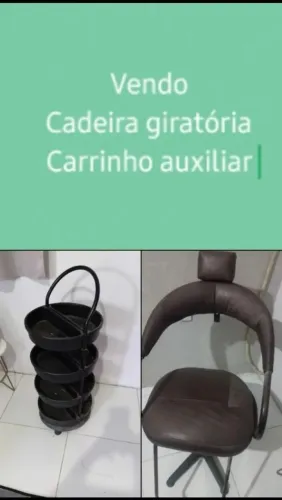 Cadeira giratória e carrinho auxiliar 