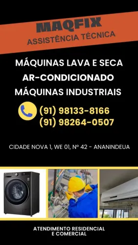 Conserto de máquinas de lavar, ar condicionado e máquinas industriais.