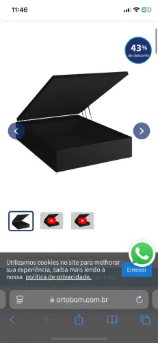 Cama de casal Ortobom liberty com baú 