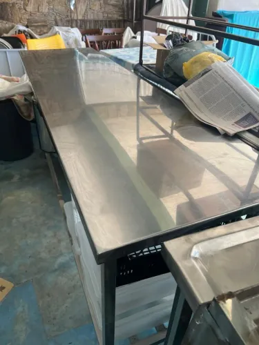 mesa tampo liso inox