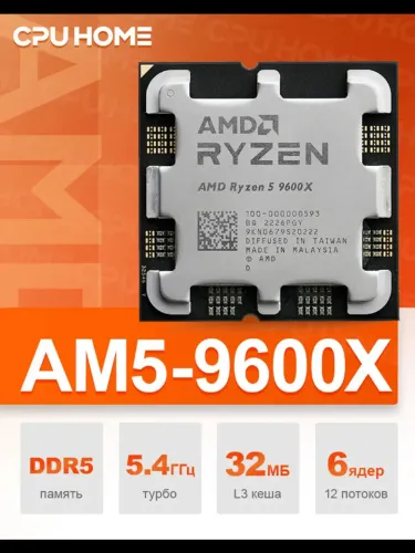 Processador Ryzen 5 9600x 3.9ghz (5.4ghz Turbo) AM5, OEM (Sem Caixa), Novo