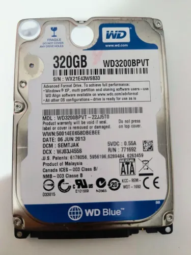HD WD 320 GB em ótimo estado