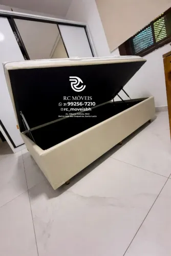 Cama box completa Baú Tamanho solteiro 88x1.88 Blindado com Pistão a Gás - Montagem Inclus