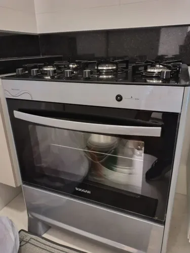 Fogão Suggar 5 bocas inox mesa vidro
