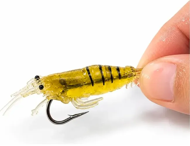 Kit 30 Isca Artificial Camarão Silicone Anzol Pesca