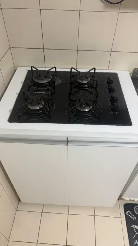 Conjunto Cooktop 4 Bocas Brastemp + Balcão Armário Branco