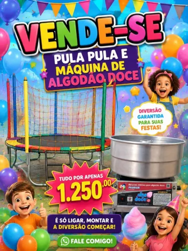 Pula pula 3.05 e máquina de algodão doce usados em perfeito estado
