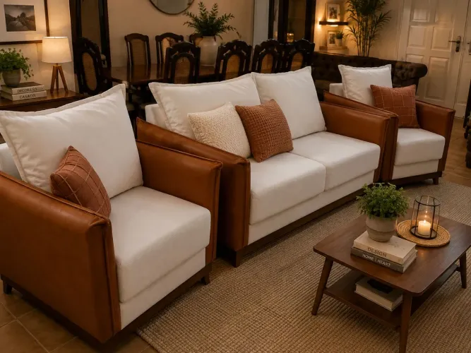 sofá com as poltronas por encomenda