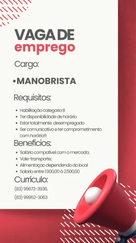 Vaga de emprego para manobristas! 
