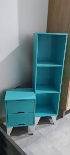 Livreiro + criado infantil verde acqua
