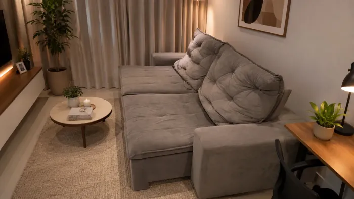 Sofá retrátil e reclinável lindo sem detalhes 2,50 mts