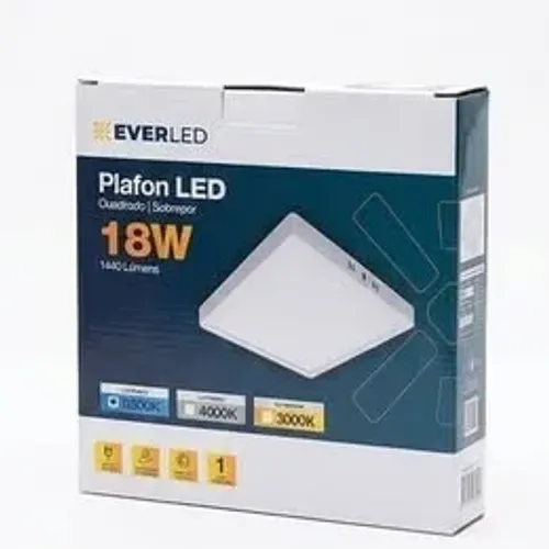 PLAFON LED 22X22 18W SOBREPOR EVERLED (Honestidade e Qualidade - Distribuidora JK Eletrôni