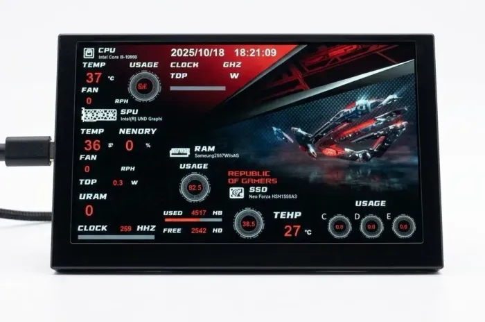 Mini Monitor Tela IPS 5 Polegadas Monitoramento de PC Gamer CPU GPU USB