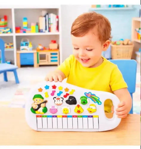 TECLADINHO INFANTIIL SONS DE ANIMAIS, PIANO E MELODIAS