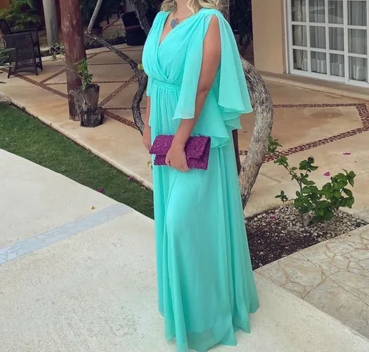 Vestido de festa azul turquesa 