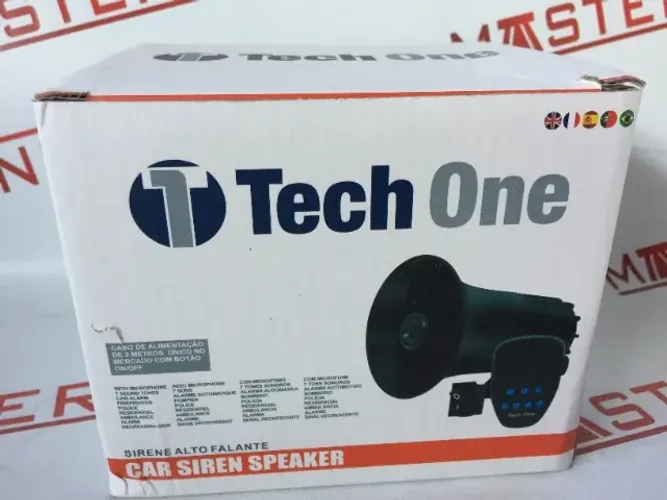 sirene tech one c/microfone e 7 tipos de sons,bombeiro policia residencial ambulancia 