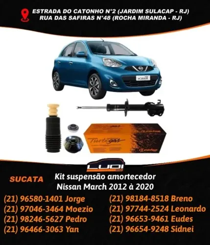 Kit suspensão amortecedor Nissan March 2012 à 2020