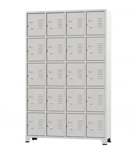 armário vestiário com 20 portas pequenas em aço