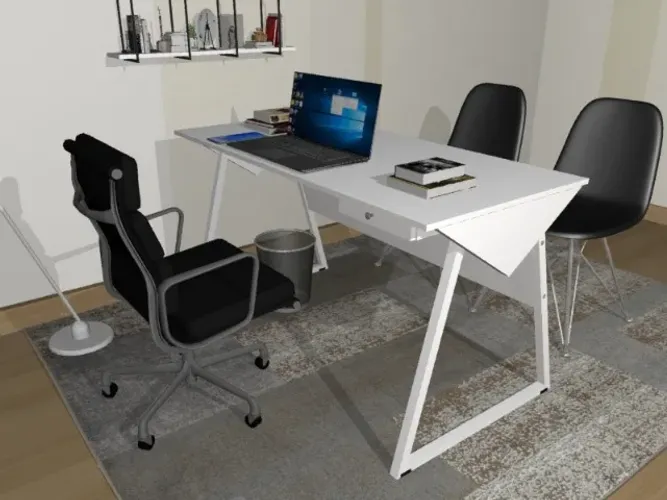 Mesa Office Clean Santoro. Em Madeira Maciça L100CM X P50cm x A74cm