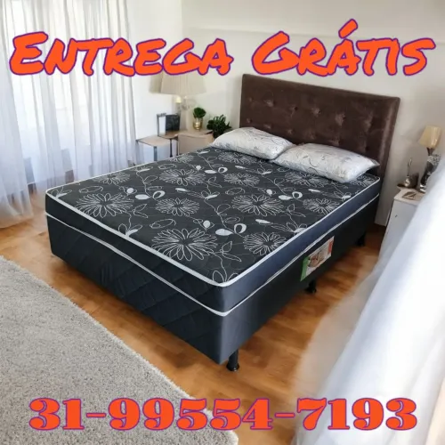 APENAS $499,90 / CAMA BOX CASAL COM COLCHÃO D33 FIXO