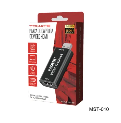 PLACA DE CAPTURA USB (M) PARA HDMI (F) TOMATE MST-010 PRETO