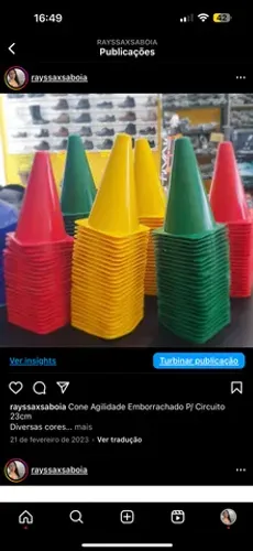 Cone Agilidade Emborrachado P/ Circuito 23cm Diversas cores R$ 9 cada 