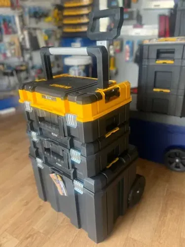 Kit Carrinho Profundo com Rodas + 2 Caixas Organizadoras de Ferramentas Tstak DeWalt