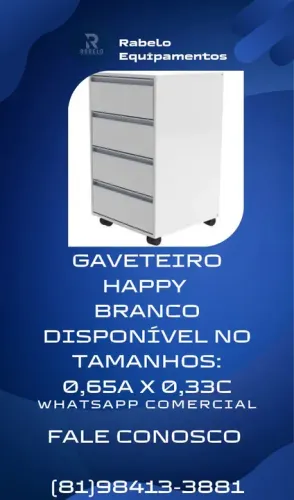 Gaveteiro Happy C/4 gavetas branco em até 5x sem juros no cartão