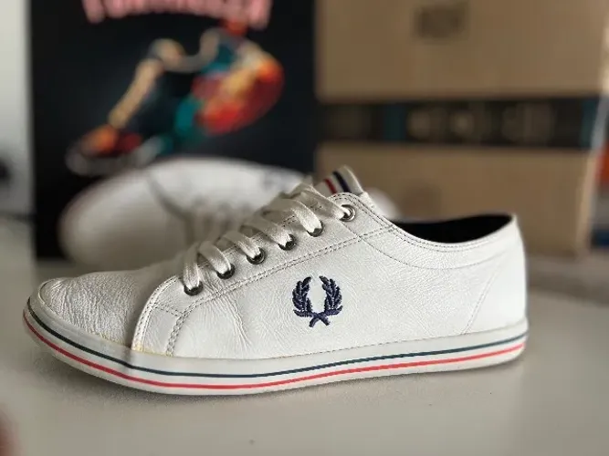 Fred Perry Kingston Twill tênis couro casual original 42 usado 