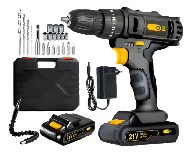 Completa e lacrada! Furadeira e parafusadeira 21V com 2 baterias e acessórios