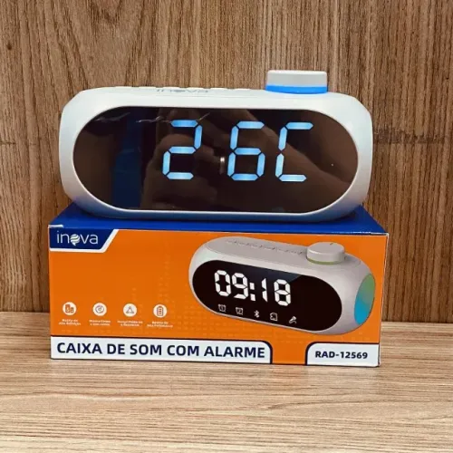 Caixa De Som Bluetooth Com Relógio Inova Rad-12569