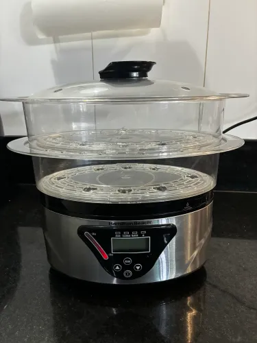 Panela Hamilton Beatch à Vapor Digital 5,2l Prata Food Steam