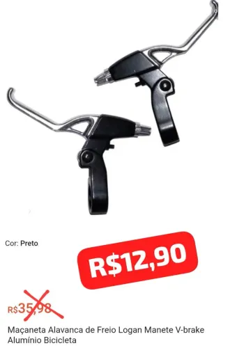 Manete V-brake Alumínio Bicicleta Logan Preto