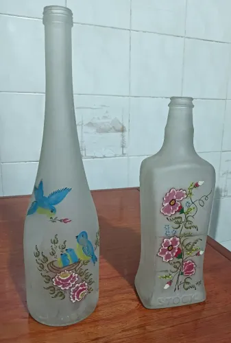 2 Garrafas Decorativas Artesanais *Anos 80* Vintage
