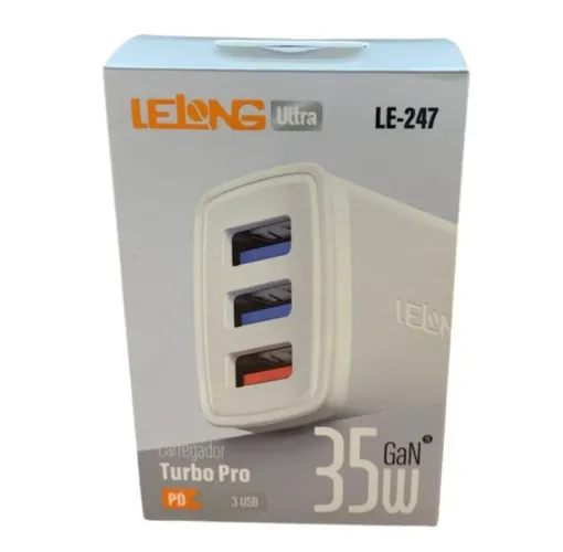 Carregador Turbo Pro 35W GaN LE-247 (Honestidade e Qualidade é na JK eletrônicos)