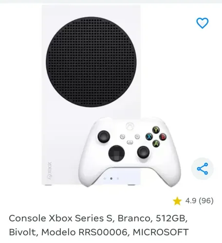 Console Xbox séries S com controle 