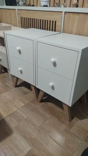Mesinha Criado-Mudo MDF 100% - Moderno c/ 2 Gavetas (Alta Qualidade) 