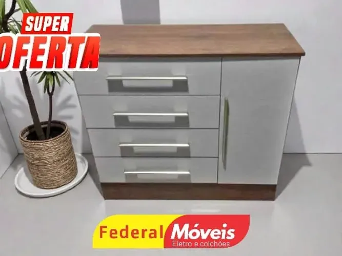 Cômoda 4 Gavetas 1 Porta OFF WHITE SUPER OFERTA (ENTRE EM CONTATO)