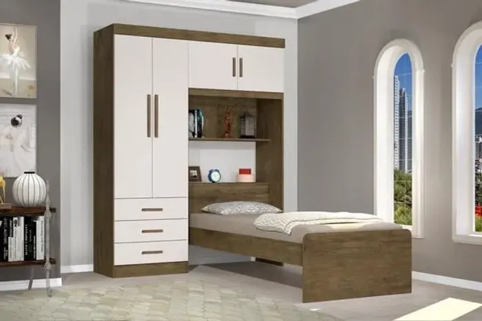Guarda Roupa Modulado / Cama Solteiro Cancun - Entrega Rápida 