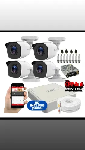 Kit 4 Câmeras de Segurança HD 1080 + DVR 4 Canais + Acessórios