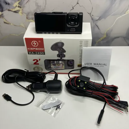 Gravador Veicular Kapbom KA-2490 com Três Lentes e Tela 2? Full HD