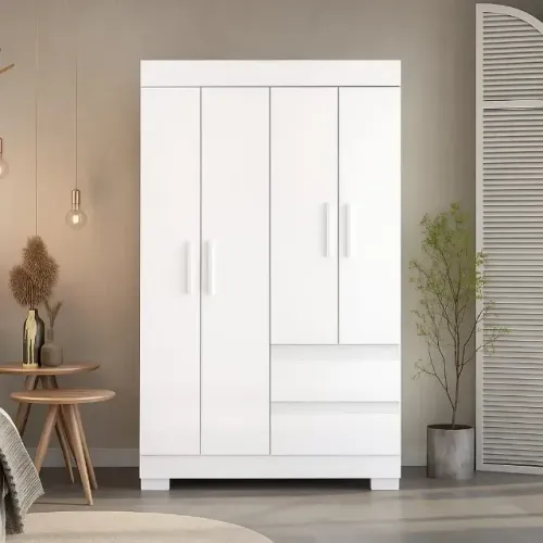 Guarda Roupa Maya 4 Portas Branco (PRODUTO NOVO EM ESTOQUE)