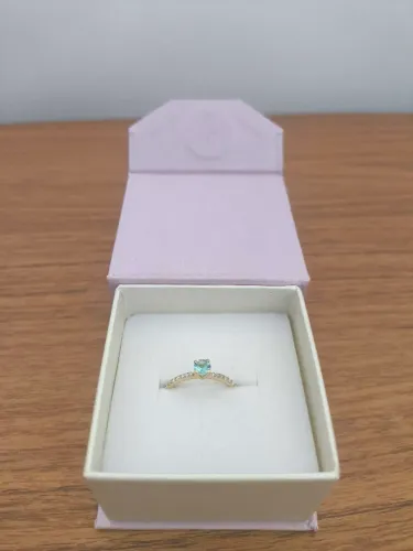 Anel Ouro c/ 20 Diamantes e Turmalina Azul